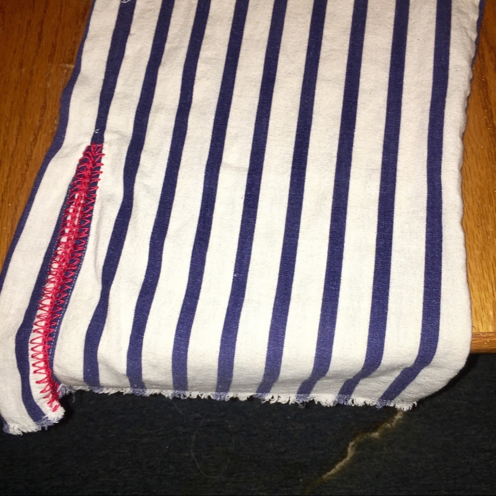 COPY - Indigo Rein Navy Striped Capris w Red Slit… - Picture 4 of 6